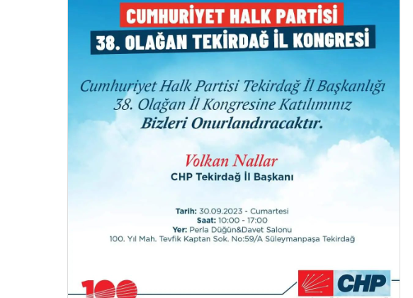 CHP İL KONGRESİ 30 EYLÜL’DE