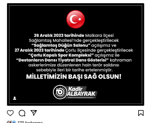 BAŞKAN ALBAYRAK AÇILIŞLARI ERTELEDİ