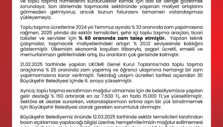 ŞOFÖRLERİN PROTESTOSUNA BÜYÜKŞEHİRDEN AÇIKLAMA