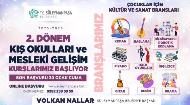 Süleymanpaşa Belediyesi Kış Okulları İkinci Dönem Kayıtları Başladı