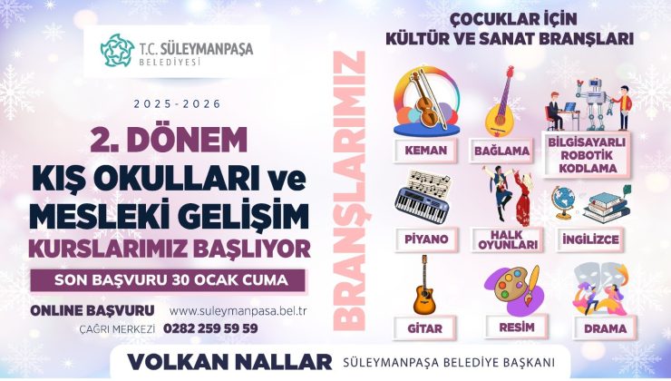 Süleymanpaşa Belediyesi Kış Okulları İkinci Dönem Kayıtları Başladı