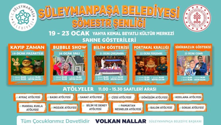 Süleymanpaşa Belediyesi Sömestr Şenliği Başlıyor
