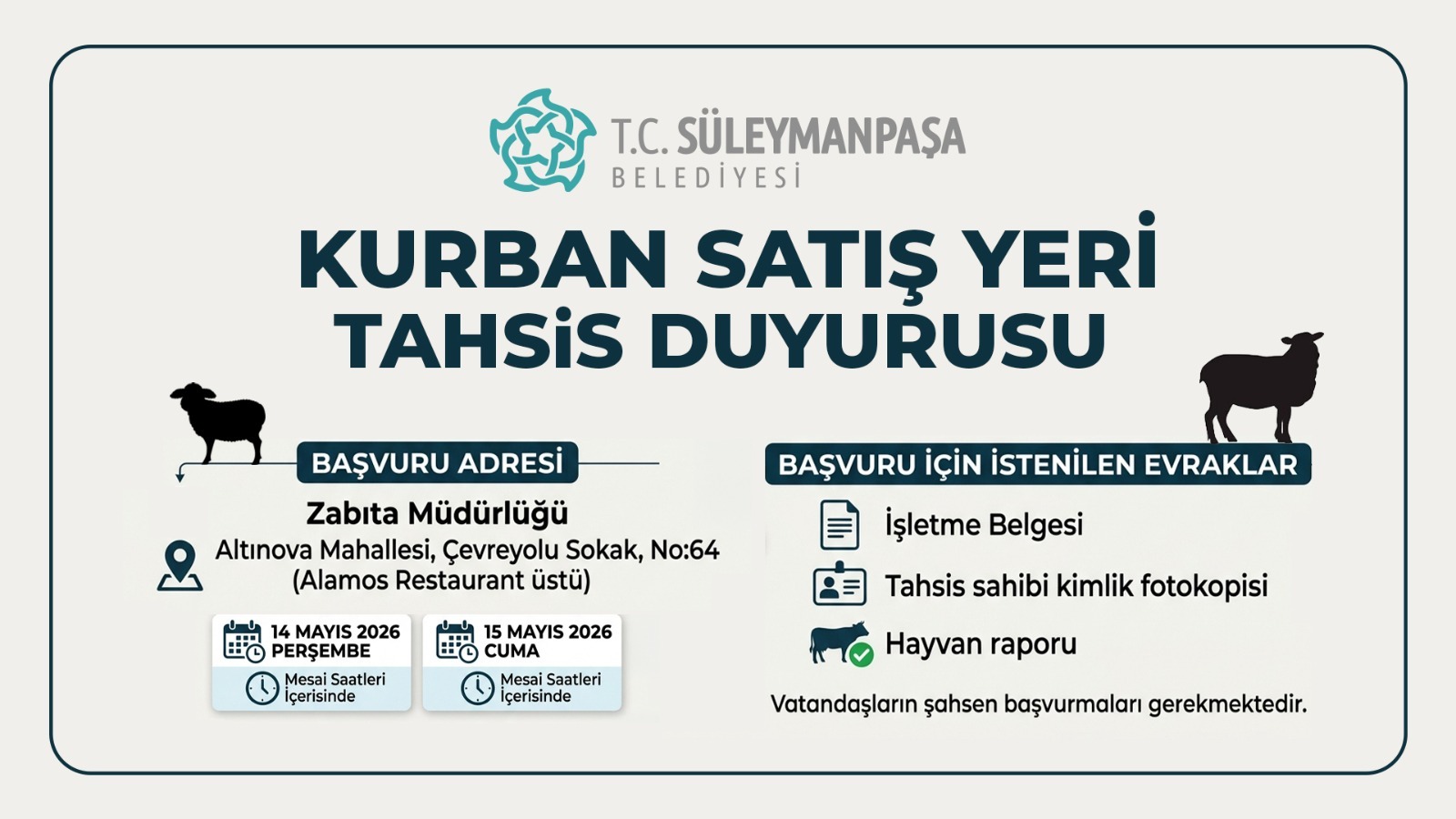 Kurban Satış Yeri Başvuru Tarihleri Belli Oldu