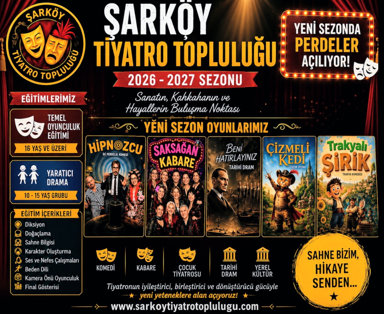 ŞARKÖY TİYATRO TOPLULUĞU 2026–2027 SEZONUNA GÜÇLÜ BİR BAŞLANGIÇ YAPIYOR